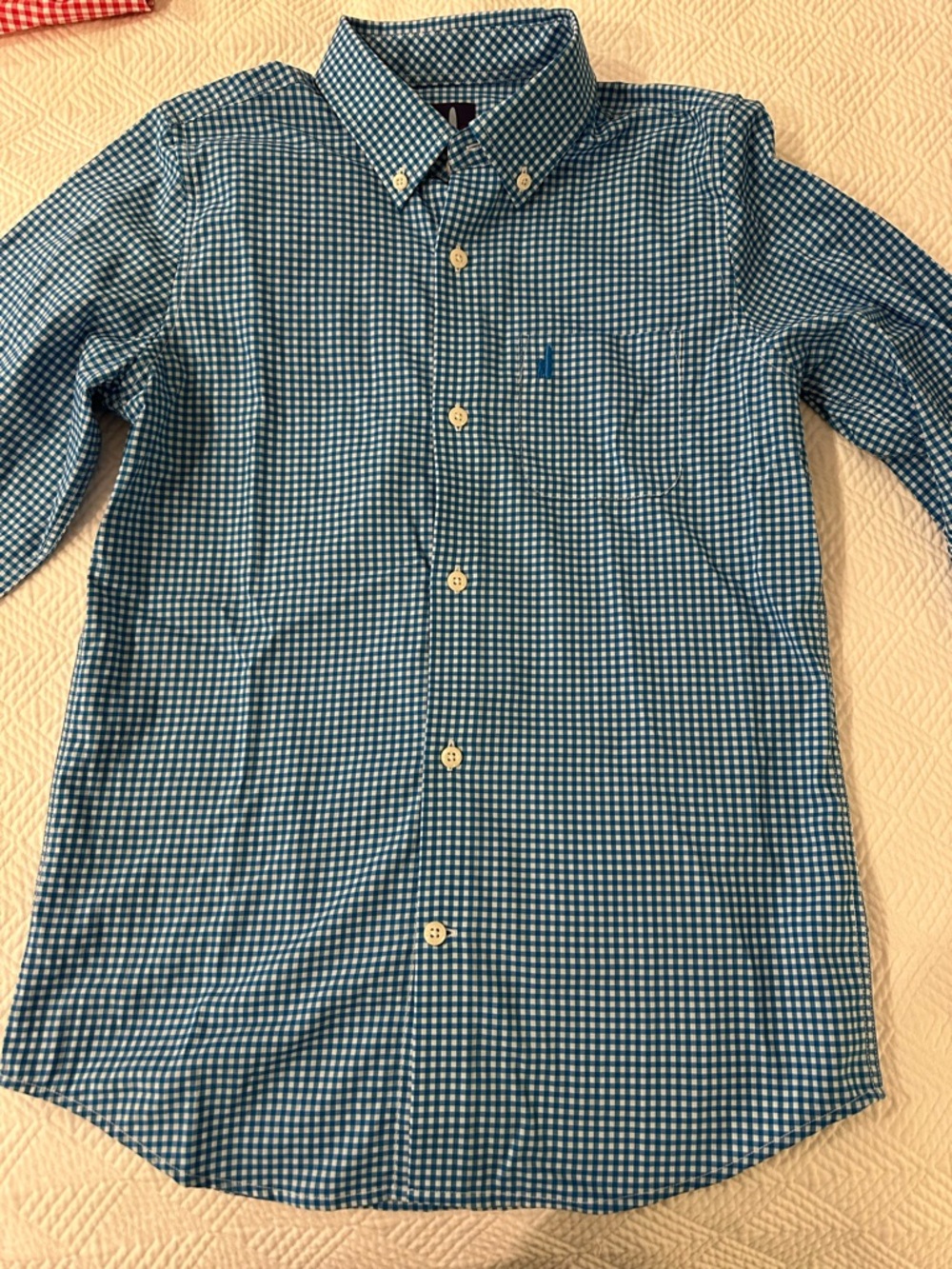 Boys performance Johnnie-O Blue Gingham Button-Down Shirt